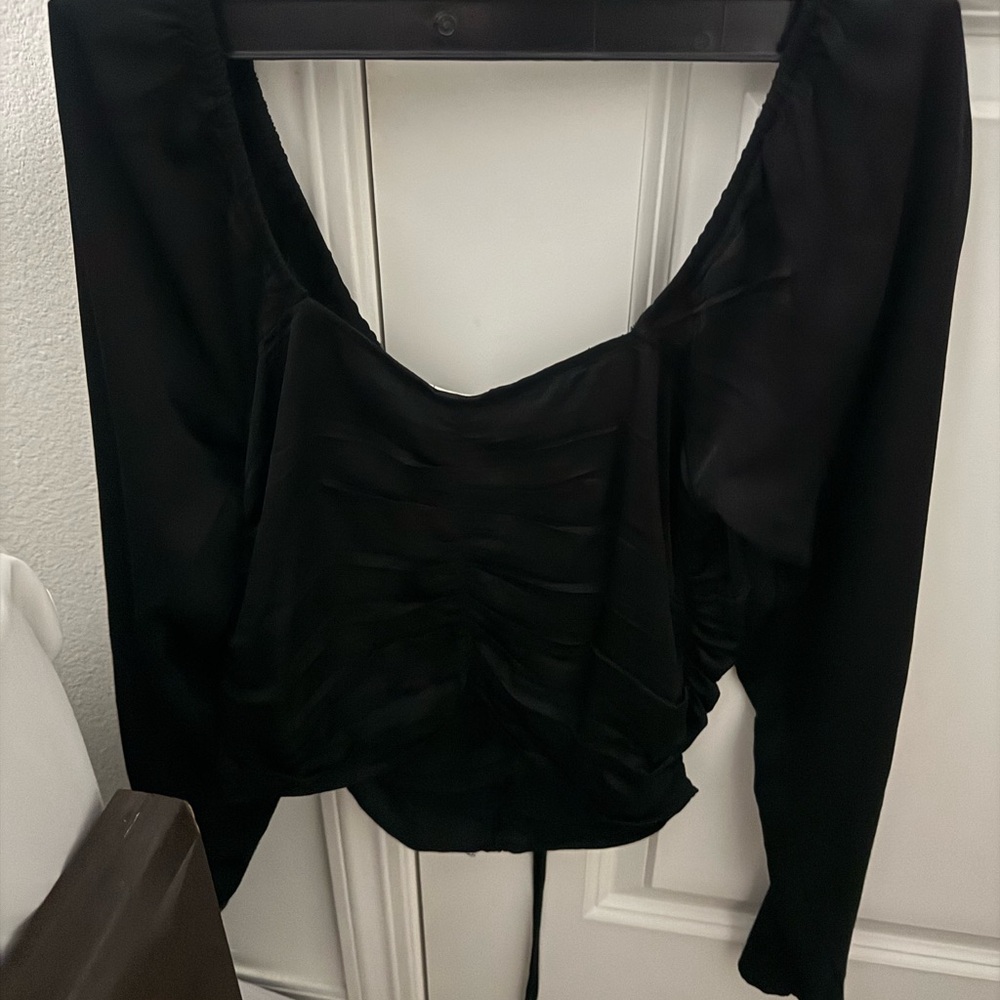 H&M Black Ruched Blouse